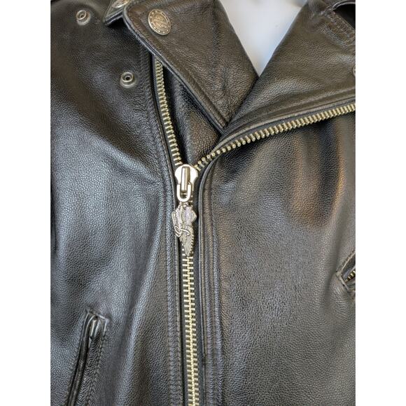 Harley Davidson Leather Jacket Mens Black Medium Eagle Embossed Back Moto Biker - Picture 5 of 13